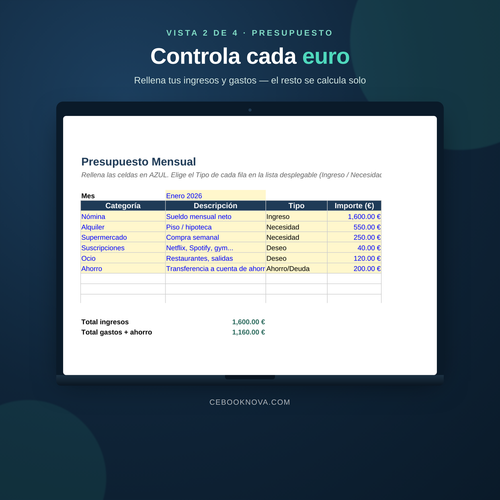 Finanzas en Orden — Plantilla de Presupuesto + 5 Bonus