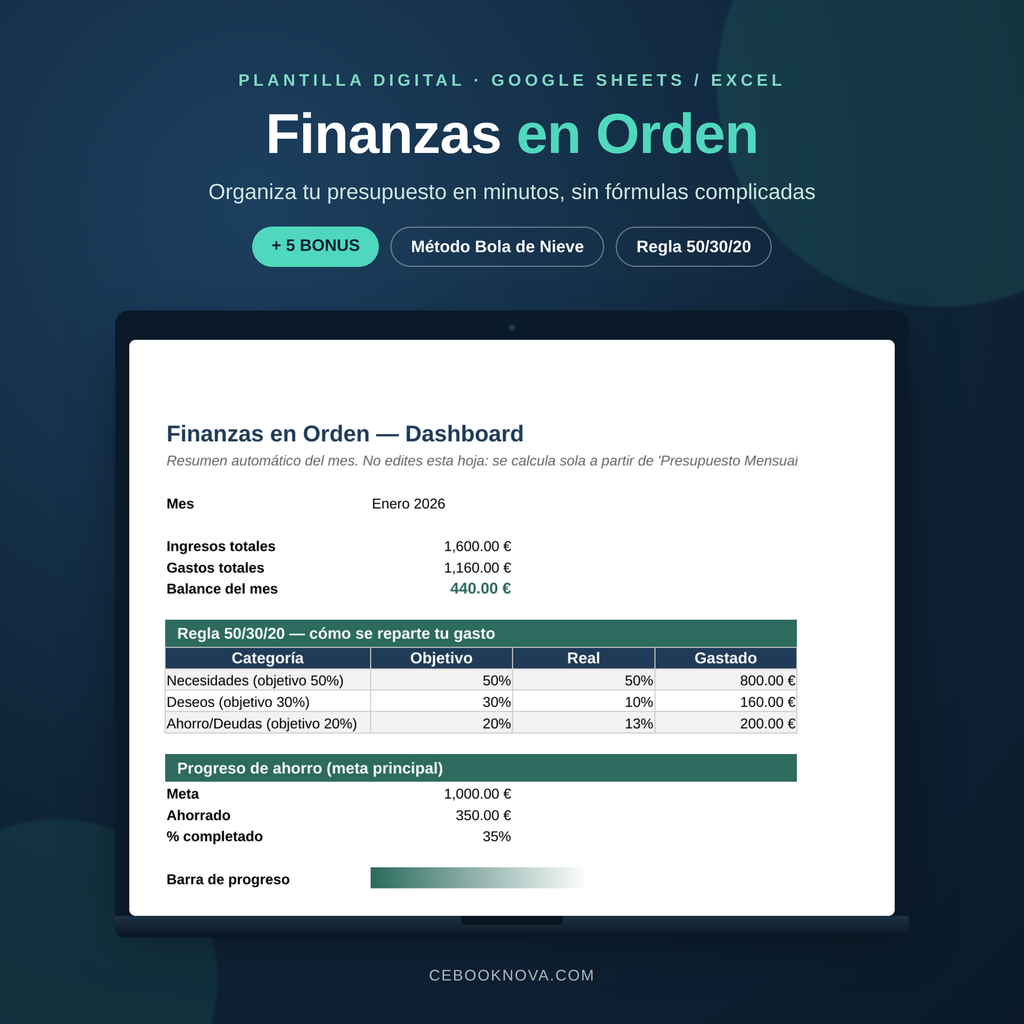 Finanzas en Orden — Plantilla de Presupuesto + 5 Bonus